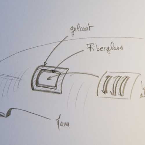 Une ouverture sera faite dans la fibre de verre et la louvre sera collée et mastiquée.